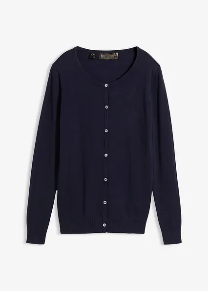 Enge Feinstrickjacke in blau von vorne - bonprix