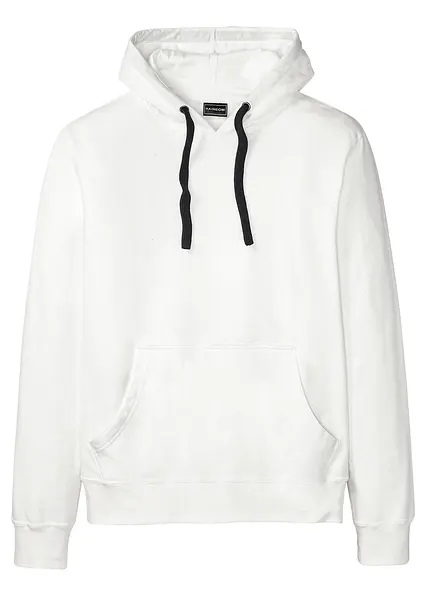Hoodie aus reiner Baumwolle in weiß von vorne - bonprix