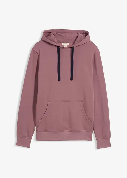 Hoodie aus reiner Baumwolle in lila von vorne - bonprix