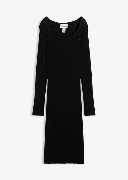 Umstands- und Stillkleid aus Strick in schwarz von vorne - bonprix
