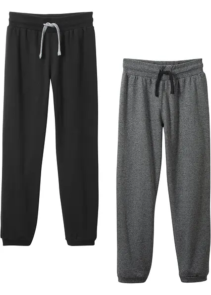 Jogginghose mit Baumwolle (2er Pack) in schwarz - bonprix
