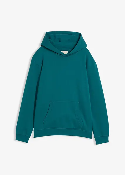 Hoodie aus weichem Baumwoll-Mix in petrol von vorne - bonprix