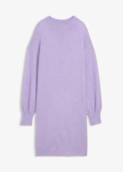 Meliertes Strickkleid in lila von vorne - bonprix