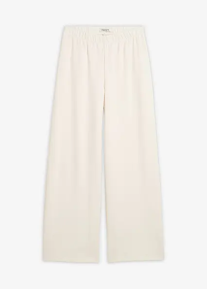 Marlenehose aus bequemen Punto di Roma in weiß von vorne - bonprix