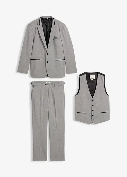 Anzug mit Weste (3-tlg.Set), Regular Fit in grau von vorne - bonprix