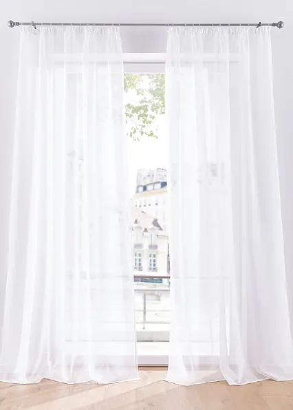 Gardine mit recyceltem Polyester und feiner Struktur (1er Pack) in weiß - bonprix