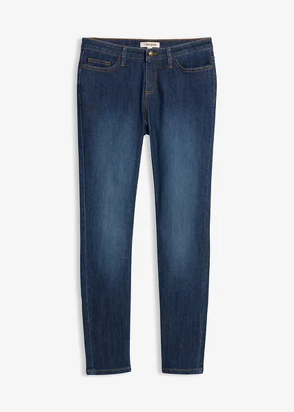 Skinny Jeans Mid Waist, Stretch in blau von vorne - bonprix