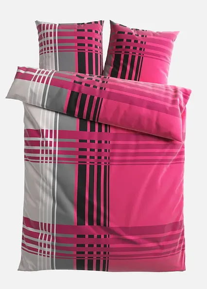Bettwäsche mit Karos in lila von vorne - bonprix