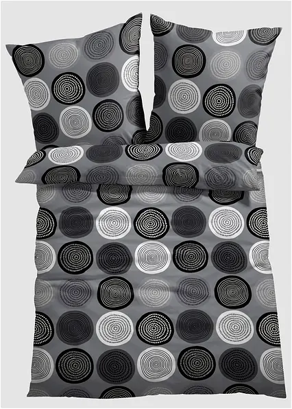 Bettwäsche mit Kreisen in grau von vorne - bonprix