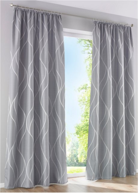 Wellen - mit Kräuselband grau, Design modernem Eleganter Vorhang