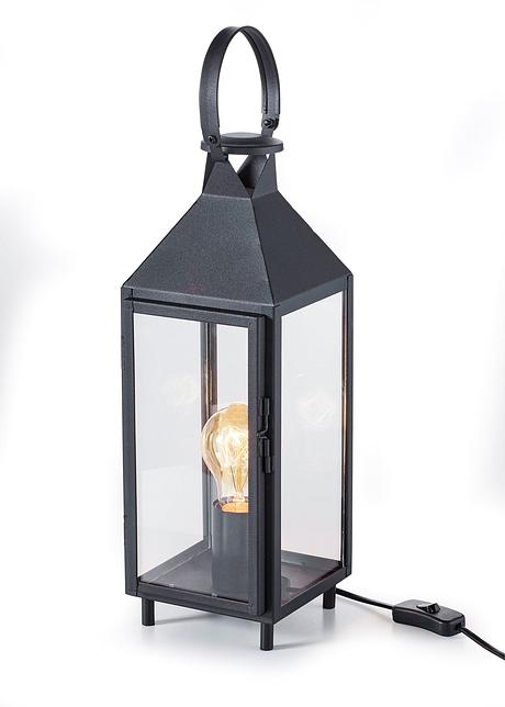 Bringt Licht und Glanz in den Wohnbereich - Tischleuchte Laterne - schwarz