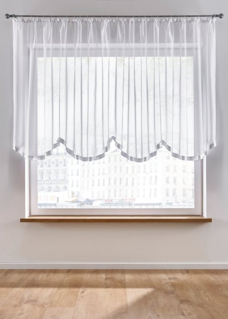 Verspielte Gardine für Dein weiß, Fenster Kräuselband 