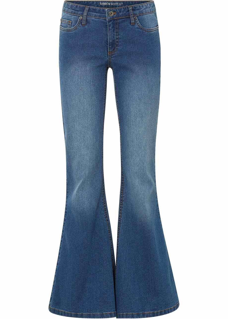 Trendy Low Waist Jeans mit weitem Schlag - blau denim, Normal