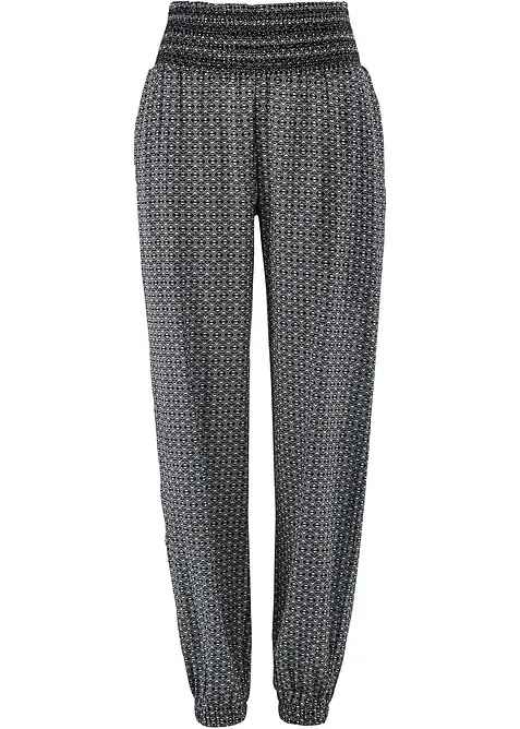 Harems-Hose aus reiner Baumwolle in schwarz von vorne - bonprix