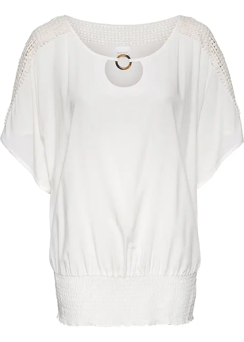 Bluse aus reiner Viskose in weiß von vorne - bonprix