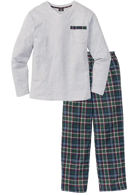 Pyjama mit Bio-Baumwolle und langen Ärmeln in weiß von vorne - bonprix