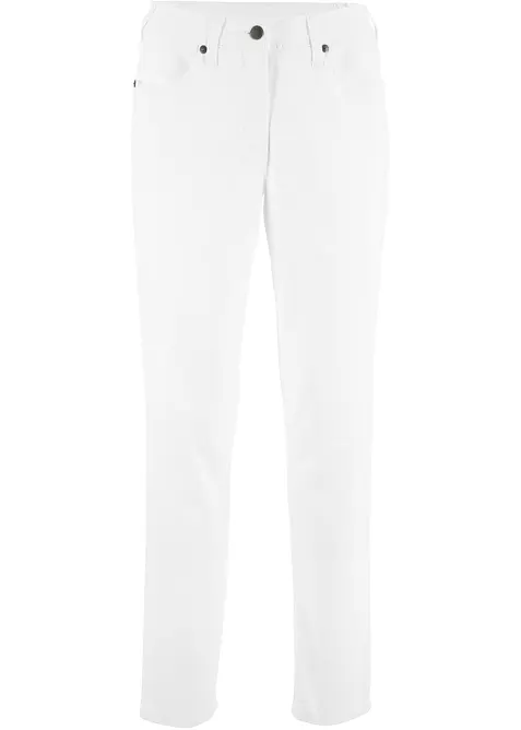 Twillhose aus elastischem Baumwoll-Mix in weiß von vorne - bonprix