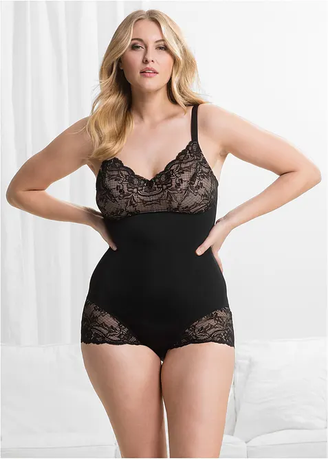 Light Shape Body mit Spitze in schwarz von vorne (Totalaufnahme) - bonprix