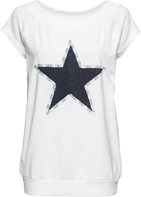 Shirt mit Sternenprint in weiß - bonprix