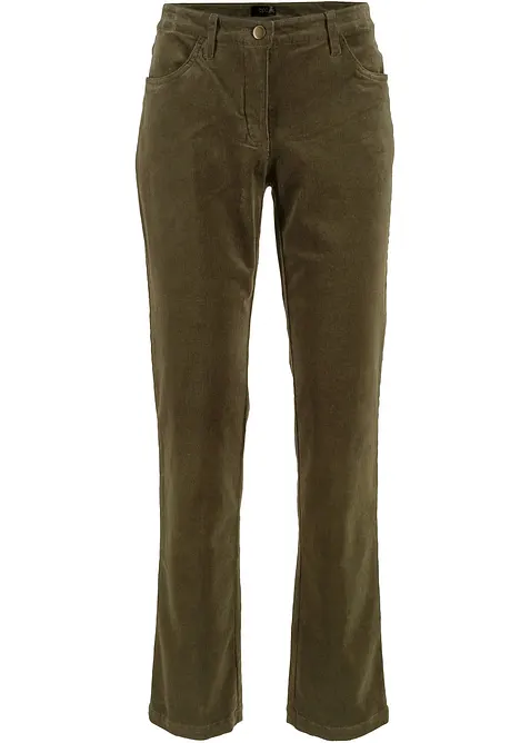 Cordhose aus Baumwoll-Mix in grün von vorne - bonprix