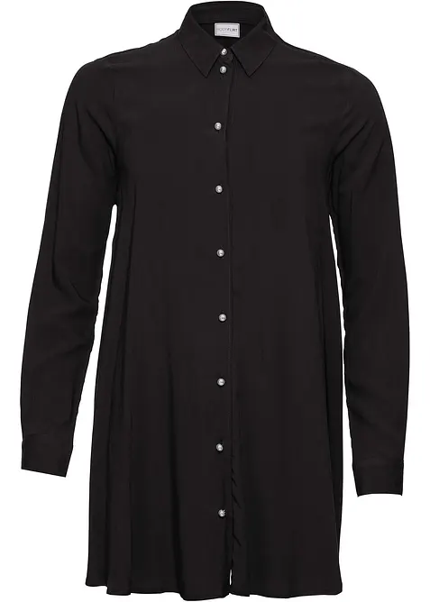 Longbluse aus reiner Viskose in schwarz von vorne - bonprix