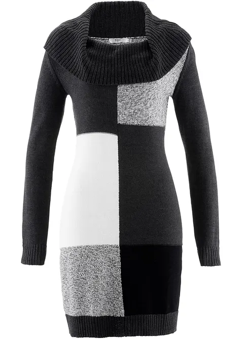 Strickkleid aus Baumwoll-Mix in grau von vorne - bonprix