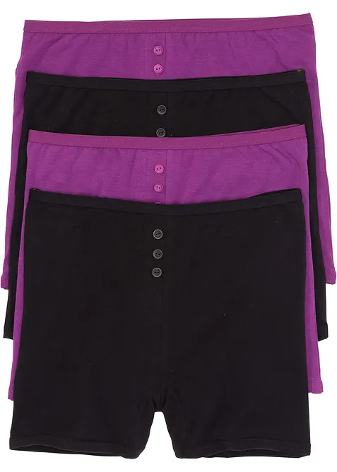 Highwaist Boxer mit weicher Baumwolle (4er Pack) in schwarz von vorne - bonprix