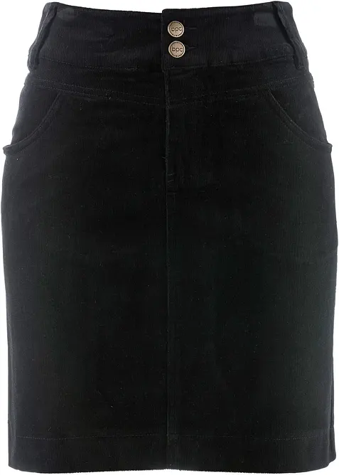 Cordrock aus Baumwoll-Mix in schwarz von vorne - bonprix