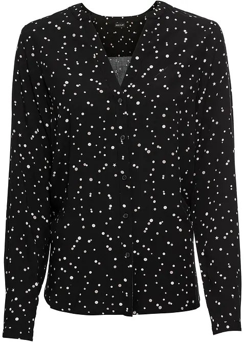Bluse aus reiner Viskose in schwarz von vorne - bonprix