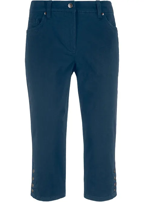 Capri-Hose aus elastischem Baumwoll-Mix in blau von vorne - bonprix