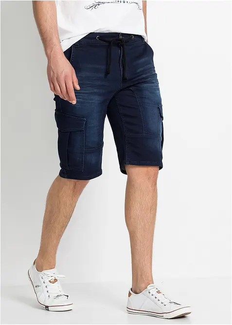 Sweatjeans-Bermuda, Regular Fit in blau von vorne - bonprix