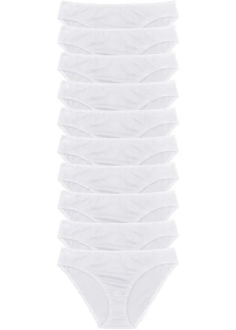 Slip mit weicher Baumwolle (10er Pack) in weiß von vorne - bonprix