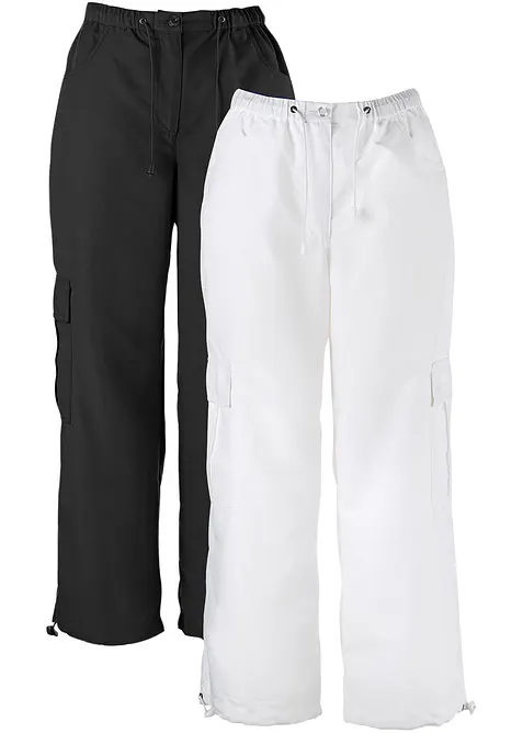 7/8-Hose mit Rundumbequembund (2-er Pack) in schwarz - bonprix
