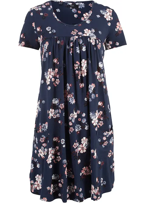 Kurzes Jerseykleid aus softem Viskose-Mix in blau von vorne - bonprix