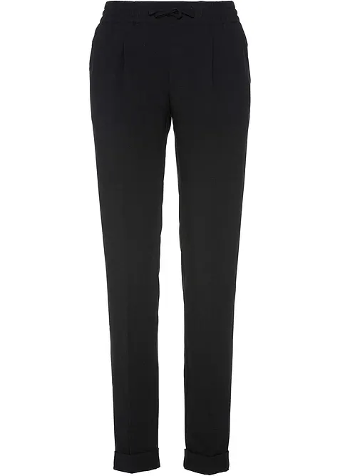 Bundfaltenhose in Schlupfform in schwarz von vorne - bonprix