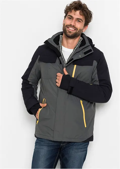 Wasserdichte Funktions-Jacke in grau von vorne (im Anschnitt) - bonprix