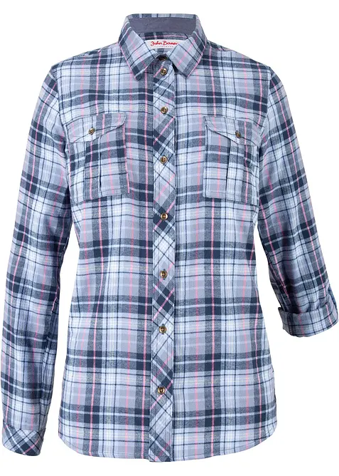 Flanellhemd aus reiner Baumwolle in blau von vorne - bonprix