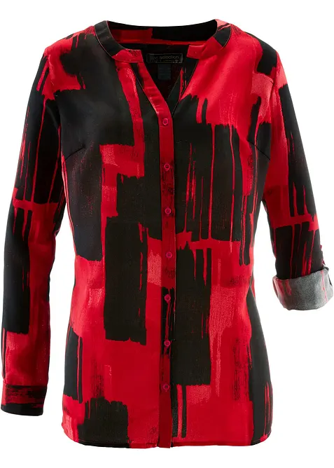Longbluse mit V-Ausschnitt in rot von vorne - bonprix
