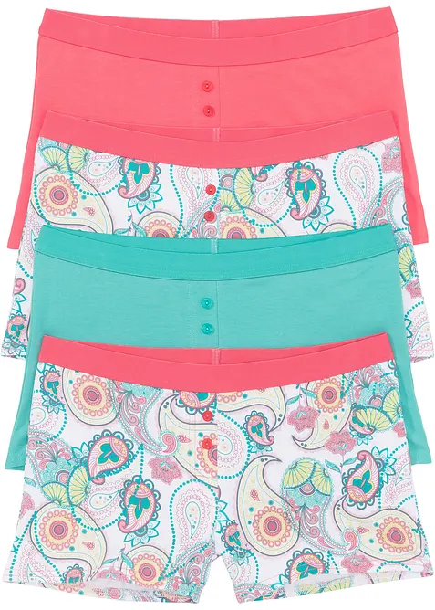 Damen Boxer mit weicher Baumwolle (4er Pack) in weiß von vorne - bonprix
