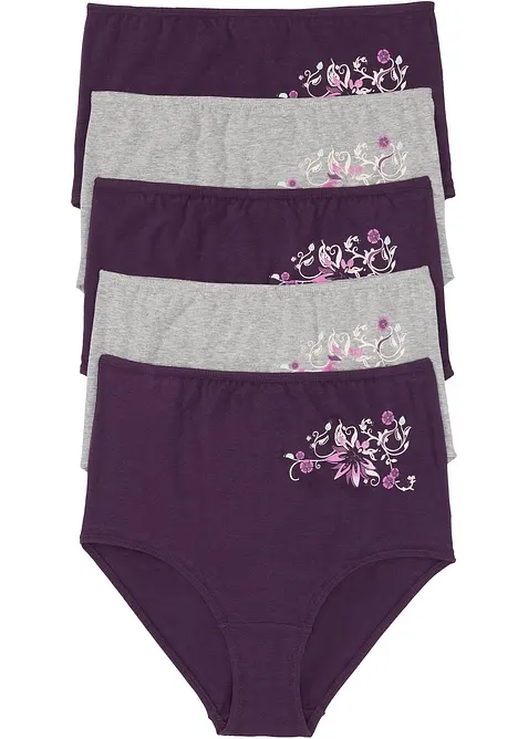 Highwaist Slip mit weicher Baumwolle (5er Pack) in lila von vorne - bonprix