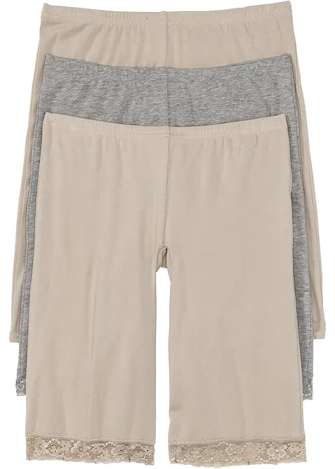 Lange Damen-Boxer aus weichen Material im Vorteilspack in beige von vorne - bonprix