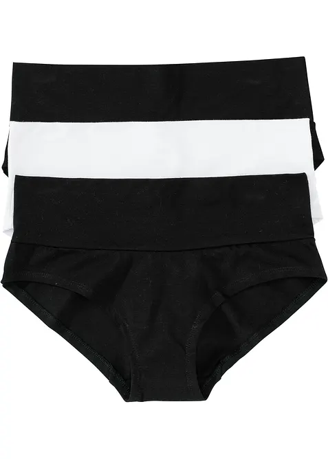 Umstandspanty mit Bio-Baumwolle (3er Pack) in schwarz von vorne - bonprix