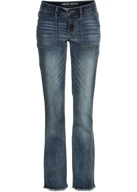 Bootcut-Jeans Mid Waist in blau von vorne - bonprix