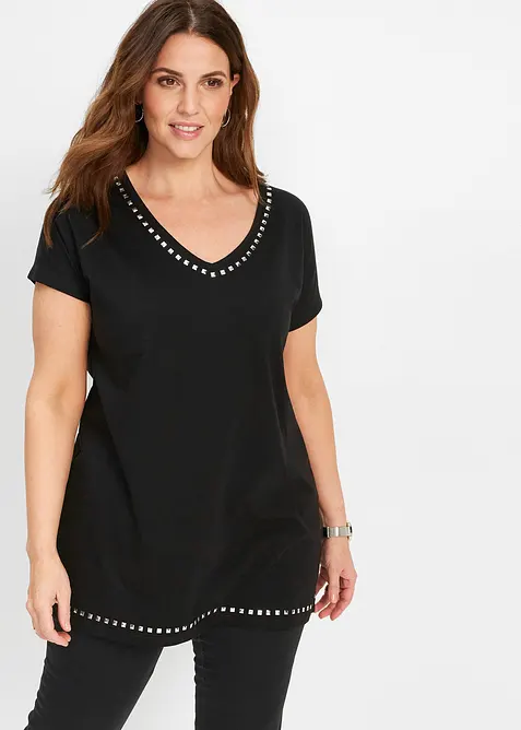Longshirt in schwarz von vorne (im Anschnitt) - bonprix