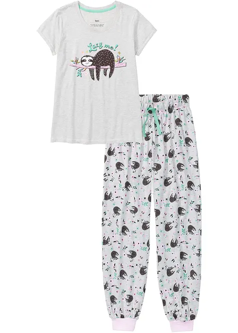 Pyjama mit kurzen Ärmeln in weiß von vorne - bonprix