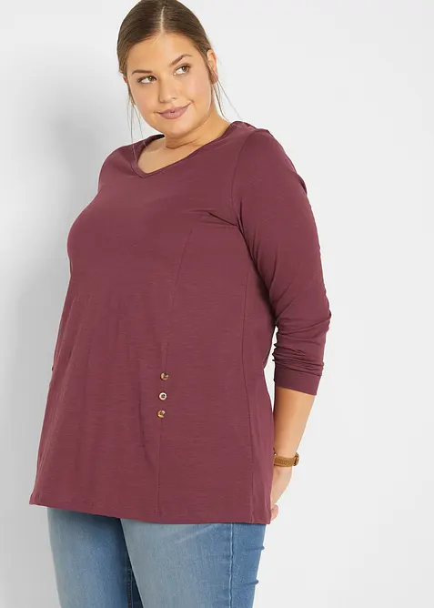 Longshirt aus reiner Baumwolle in rot von vorne (im Anschnitt) - bonprix