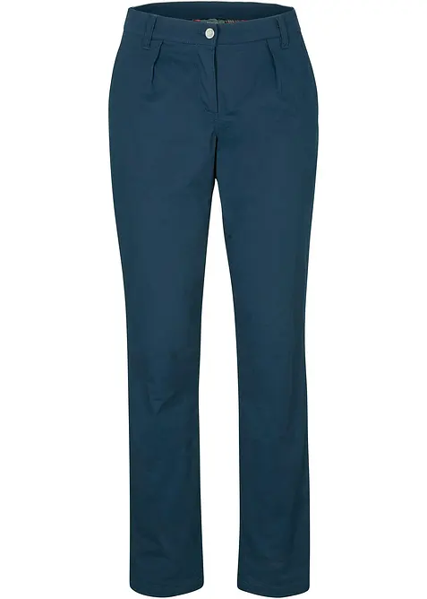 Gefütterte Chinohose aus elastischem Baumwoll-Mix in blau von vorne - bonprix
