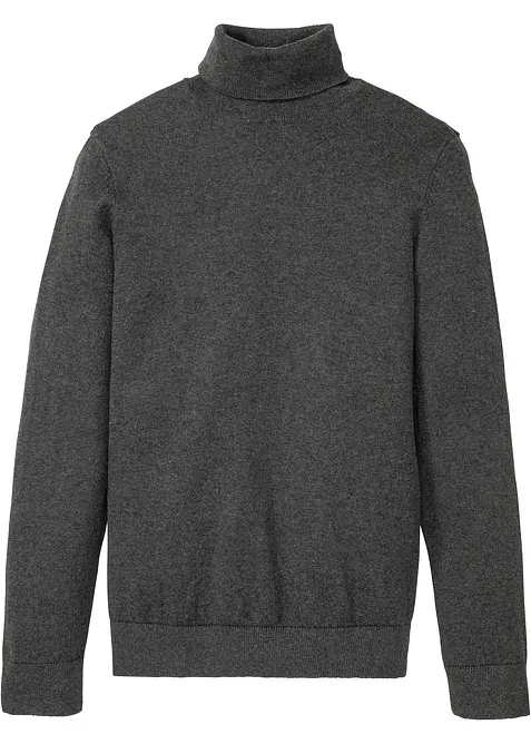 Rollkragenpullover aus weichem Kaschmir-Mix in grau von vorne - bonprix