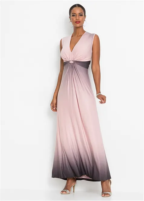 Jerseykleid mit Drapierung in rosa im Look von vorne (Totalaufnahme) - bonprix