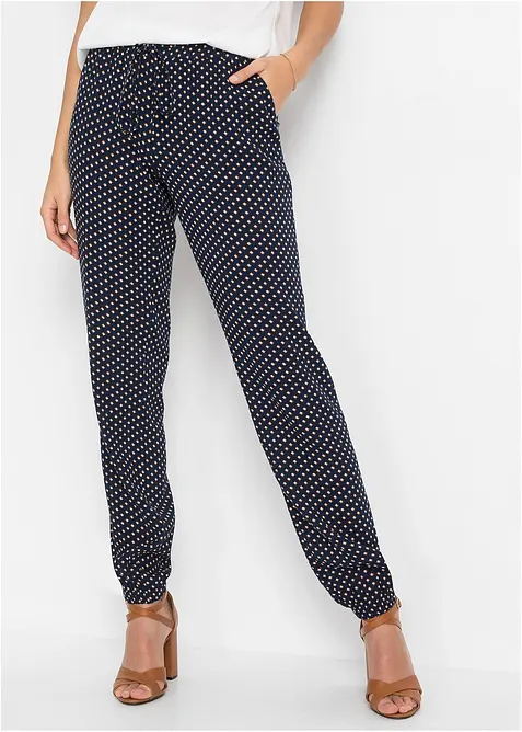 Schlupfhose aus reiner Viskose in blau von vorne - bonprix